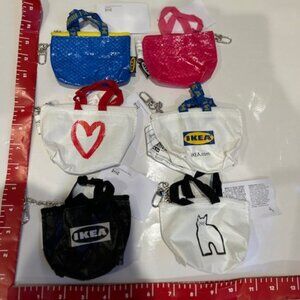 New IKEA Knolig Mini Coin Zipper Bags Keychain Frakta Lot of 6 Collect them all!